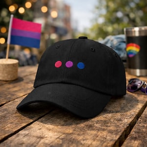 Cappello ricamato Bi Pride: berretto in twill di cotone bisessuale LGBTQIA+