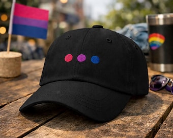 Pride-Mütze für Bisexuelle, Pride-Kappe für Bisexuelle, dezente Pride-Mütze, bestickte Papa-Mütze mit Bisexuellenflagge, LGBTQIA+-Geschenk
