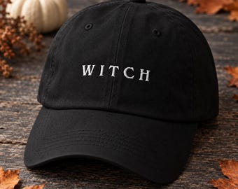 Hexenhut, bestickte Hexen-Baseballkappe, Halloween-Papa-Hut, Hexenkostüm-Accessoire, Gruselmütze