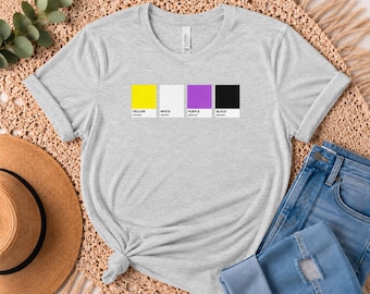 Camiseta no binaria, camiseta no binaria sutil, camiseta del orgullo ENBY, camiseta no binaria, camiseta del orgullo no binario, camiseta con la bandera no binaria