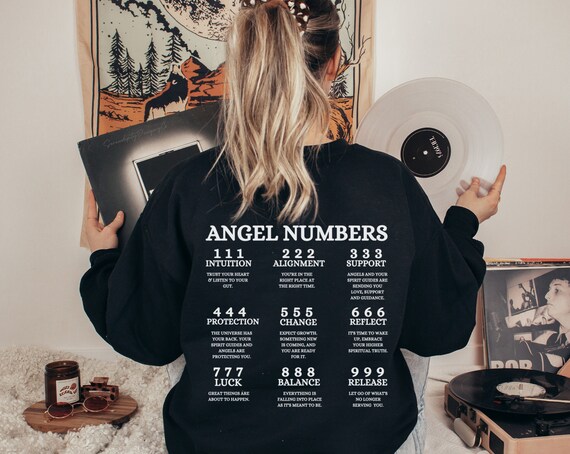 Angel Numbers Sweatshirt, Plus Size Clothes, Boho Gift for Her, Handmade  Clothing,fall Sweater Women,oversized,made With Love,back to School 