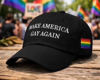 Make America Gay Wieder Hut, Regenbogen Stolz bestickte Kappe, LGBTQ Geschenk, lustiger politischer Hut, verstellbarer Dad Hut