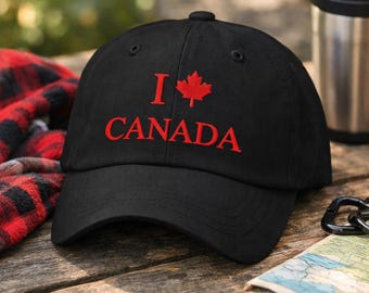 „Ich liebe Kanada“-Mütze, bestickte Ahornblatt-Kappe, kanadisches Geschenk, Kanada-Souvenir, verstellbare Dad-Cap
