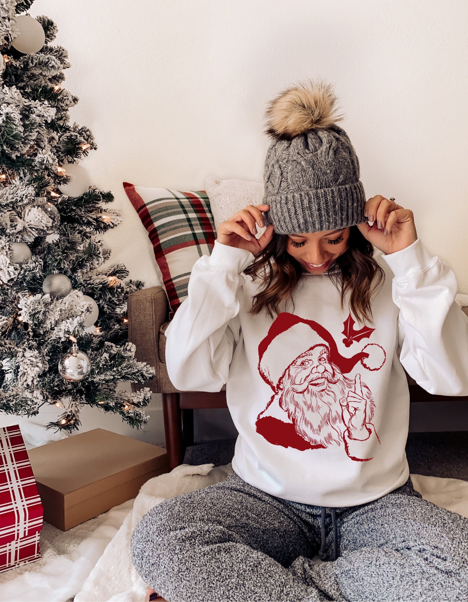 Retro Santa Shirt Christmas Sweatshirt Womens Vintage Santa