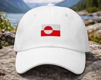 Greenland Flag Hat Embroidered, Greenland Souvenir Cap, Nordic Country Baseball Hat, Kalaallit Nunaat Travel Gift, Cotton Dad Hat