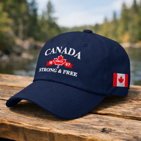 Canada Strong And Free Hat, Embroidered Maple Leaf Dad Cap, Canadian Pride Baseball Hat, Adjustable Cotton Twill Cap