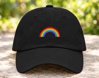 Rainbow Hat, Embroidered Rainbow Dad Cap, Rainbow Pride Hat, Subtle Pride Hat, LGBTQ Pride Baseball Cap