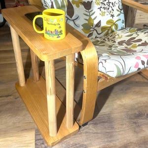 Wooden Side Table for Sofa – 4 Leg Narrow Coffee Table for Living Room – Minimalist End Table for Small Spaces & Modern Decor