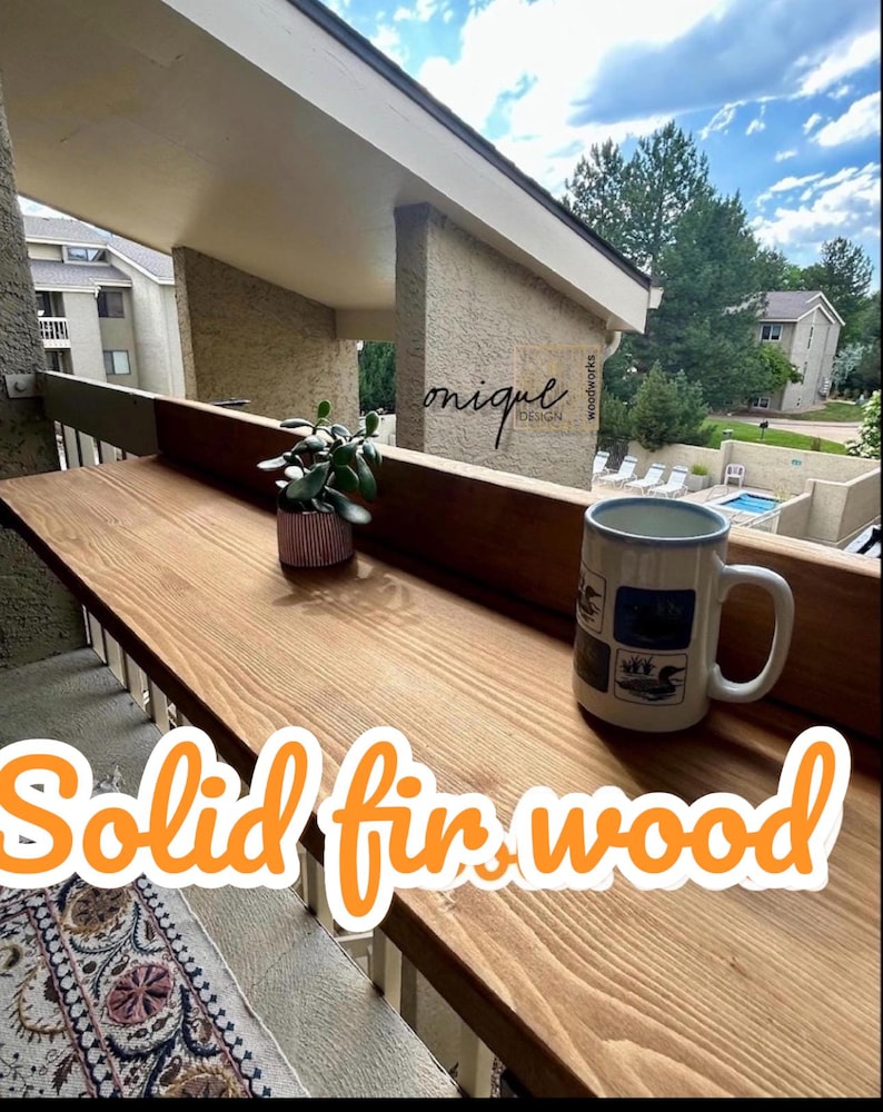 Solid Oak Foldable Balcony Table: Weatherproof Hanging Desk, Space-Saving Design image 3