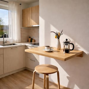 Wall Mounted Desk - Fold Down Floating Desk - Space Saving Small Home Office Table