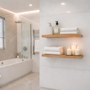 Schwimmendes Regal aus Massivholz - Rustikale, moderne Wandhalterung