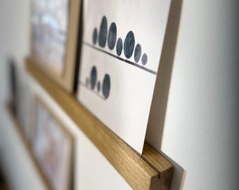 Étagère photo à rebord en chêne massif - Présentoir flottant minimaliste pour les disques