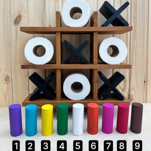 Porta carta igienica a forma di tris – Mensola da parete rustica per bagno – Porta rotolo di carta igienica XOX – Decorazione con gioco divertente – Regalo in stile fattoria