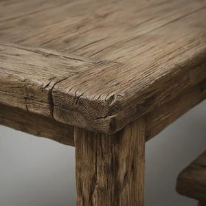Reclaimed Wood Farmhouse Dining Table Set With Benches – Rustic Solid ...