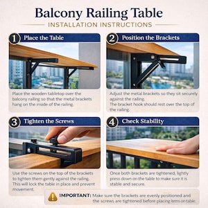 Solid Oak Foldable Balcony Table: Weatherproof Hanging Desk, Space-Saving Design image 13