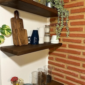 Handcrafted Solid Wood Floating Shelf – Rustic Farmhouse Wall Mounted Shelf, Modern Heavy Duty Wood Wall Shelf for Kitchen & Bathroom Decor