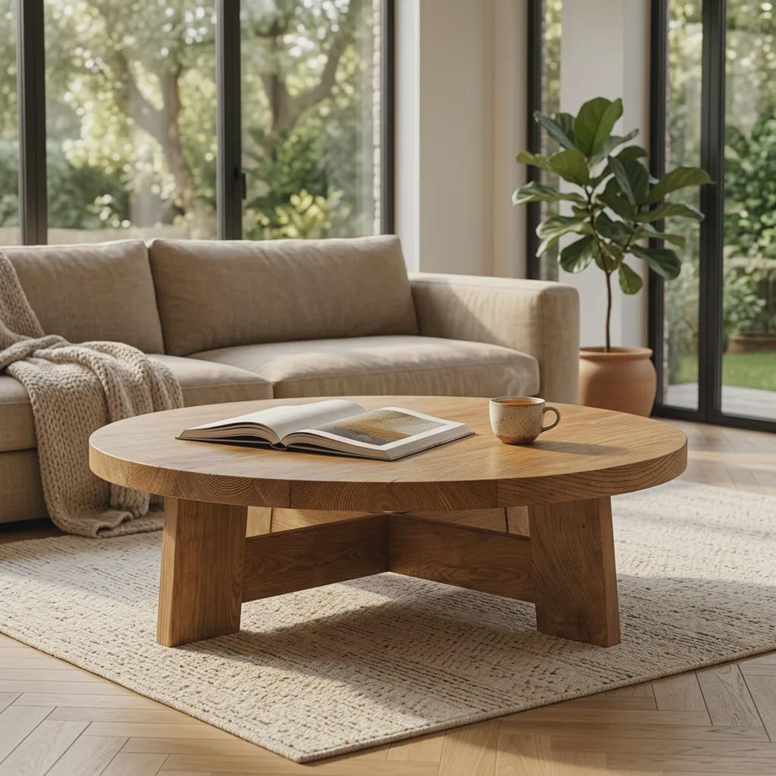 Japandi coffee table clean lines refined oak minimal low profile