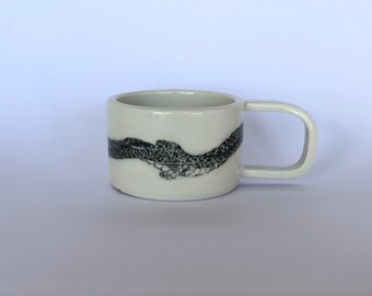 Handmade Ceramic Ouroboros Mug, Pottery Cup, Pottery Gift Idea