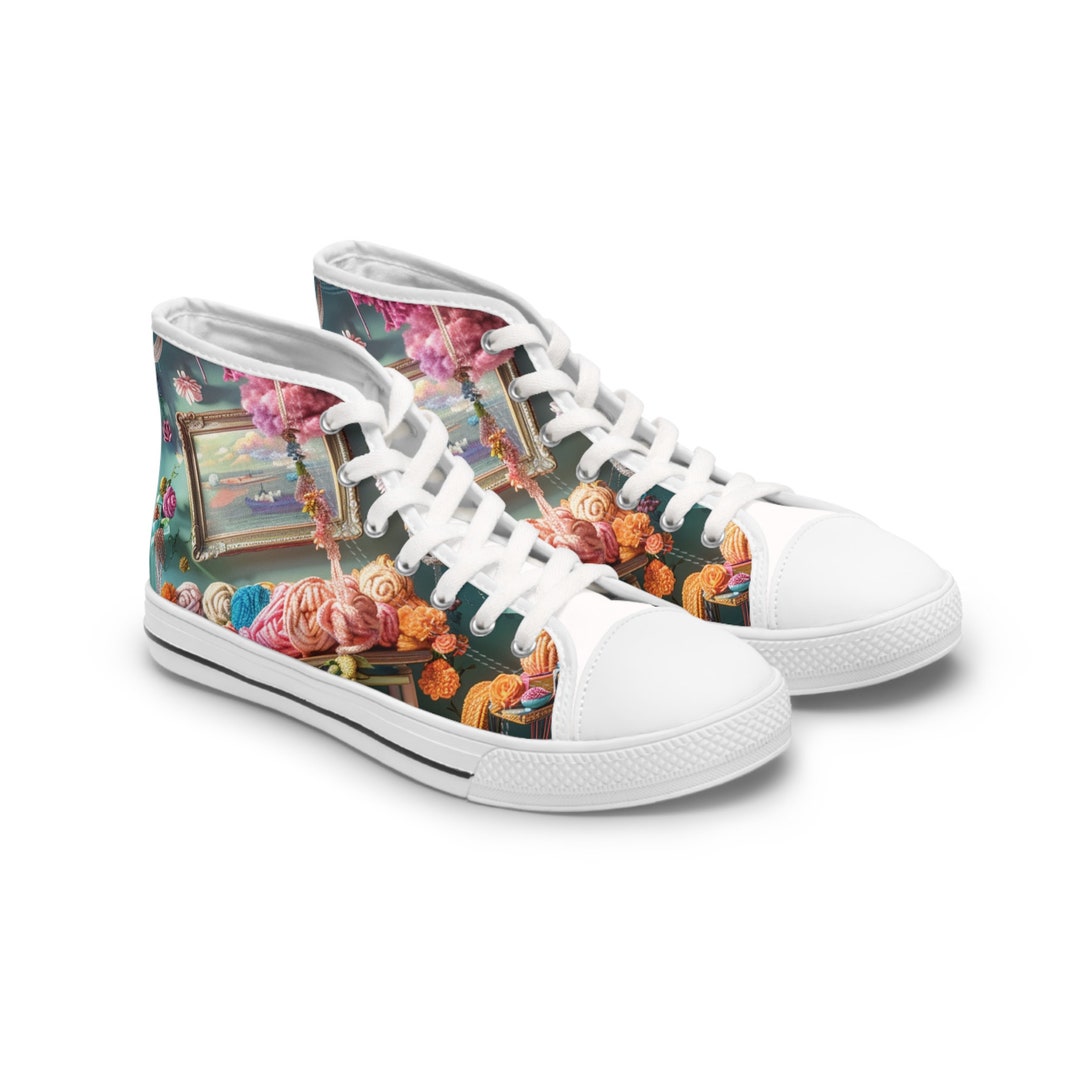 High top Sneakers for Women Who Love Knitting Etsy Canada