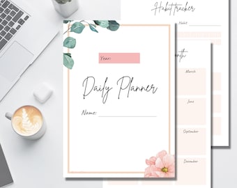 Tagesplaner Din A4, Wochenplaner, Monatsplaner, Kalender, Daily Planer, digital, printable, daily schedule, daily planner pdf