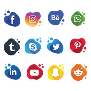 Social media icons, Social media Symbols Printable SVG File Vectors, Social media SVG, social networks clipart, instant download jpg
