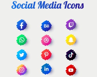 Social media icons, Social media Symbols Printable  Vectors, Social media clip art, social networks clipart, instant download jpg PNG Ai