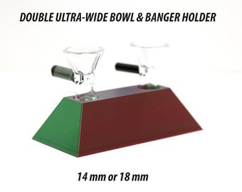 Double Ultra Wide Bowl & Banger Holder — 14mm or 18mm Male Slides