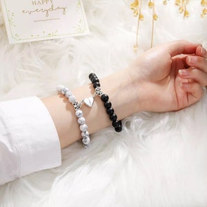 Bracelet amitié en corde tressé magnétique forme cœur 1 paire