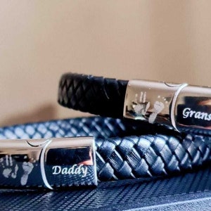 Gepersonaliseerde herenarmband, leren herenarmband, handafdruksieraden, heren