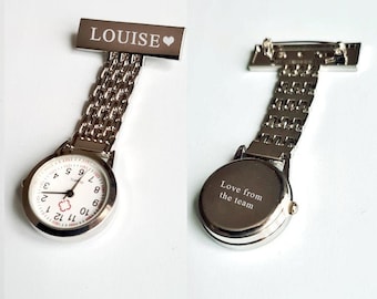 Reloj de enfermera grabado personalizado -Plata