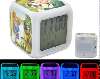 Relógio despertador de LED personalizado em cubo - 7 cores Moodicare Gift