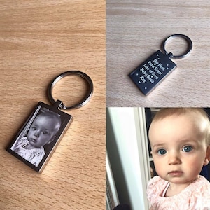 Personalisierte Foto Gravur Schlüsselanhänger - Individuelles Geschenk aus Edelstahl für Ihn, Papa, Opa