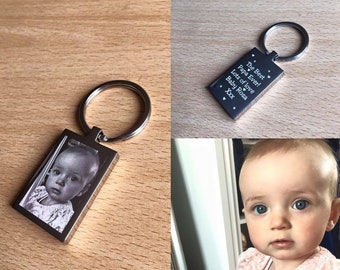 Personalised Photo Engraved Keyring – Custom Stainless Steel Gift for Him, Dad, Grandad