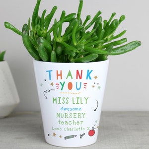 Personalised Thank You Teacher Plant Pot
