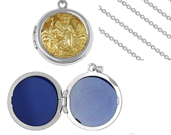 Sterling Silber St. Christopherus Locket Anhänger - Personalisiertes Schutz Geschenk