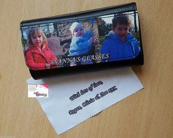Custom Photo Glasses Case with FREE Personalised Cleaning Cloth | Hard Leather Magnetic Closure | Sunglasses & Glasses Protector