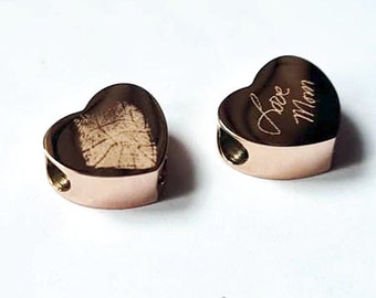 Rose Gold Engraved Cremation ashes urn heart Pandora/ Slider MEMORIAL charm  FREE KIT