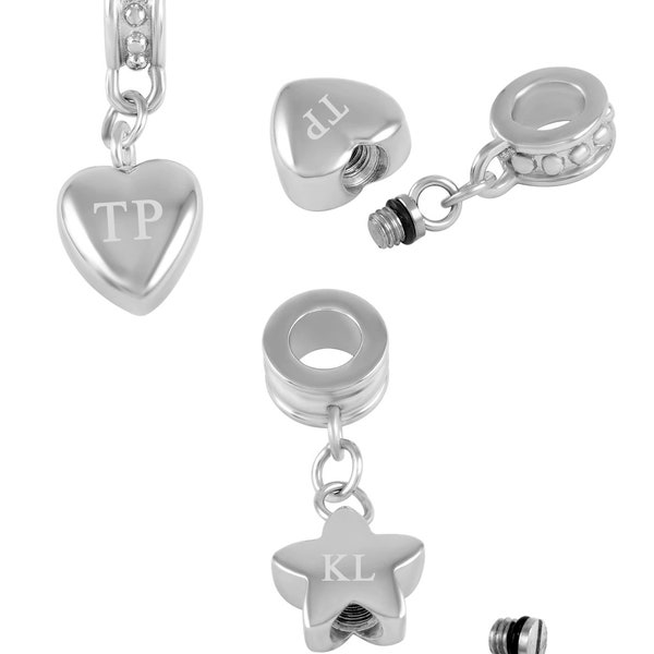 Engraved Cremation ashes urn Pandora/ Slider MEMORIAL charm - Includes kit