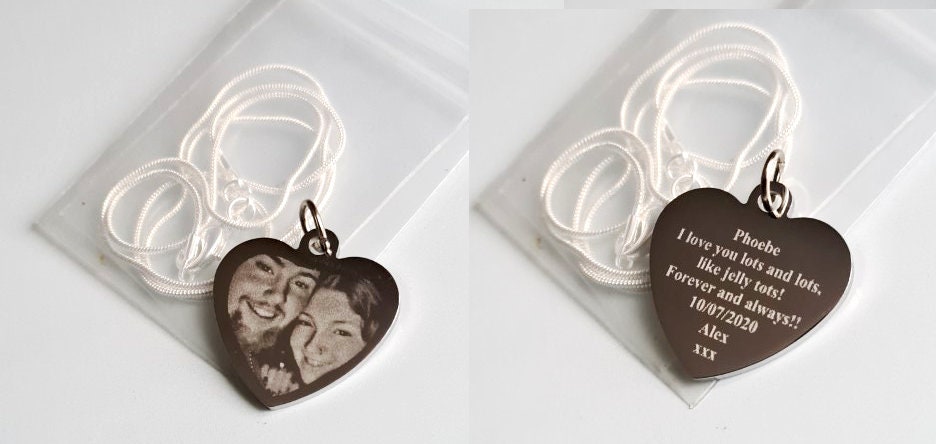 Collana Personalizzata Con Cuore Inciso, Ciondolo Con Il Tuo Testo - Foto 8