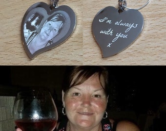 Personalised Photo/Text Engraved Heart Necklace & Pendant Wedding Birthday Gift