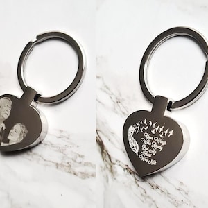 Personalisiertes Erinnerungs- / Trauergeschenk mit Fotogravur - BESONDERER HERZ-SCHLÜSSELANHÄNGER