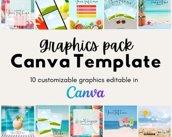 Summer-Themed Canva Templates/Graphics Pack | Canva Templates For Summer | Summer Graphics Bundle