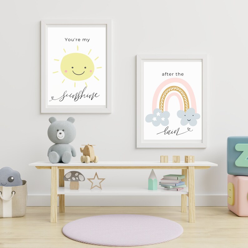 PRINTABLE Nursery Wall Art Sunshine After the Rain Wall Art Etsy