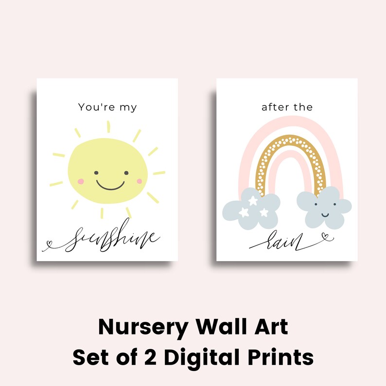 PRINTABLE Nursery Wall Art Sunshine After the Rain Wall Art Etsy