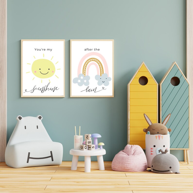 PRINTABLE Nursery Wall Art Sunshine After the Rain Wall Art Etsy