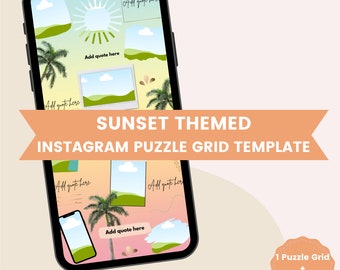 Sunset Instagram Puzzle Grid Template | Unique Design | High-Quality | Easy to Use | Perfect for Creating Stunning Instagram Feeds