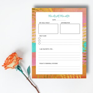 PRINTABLE mindset Minute Mindset Journal Page, Mindset Check in ...