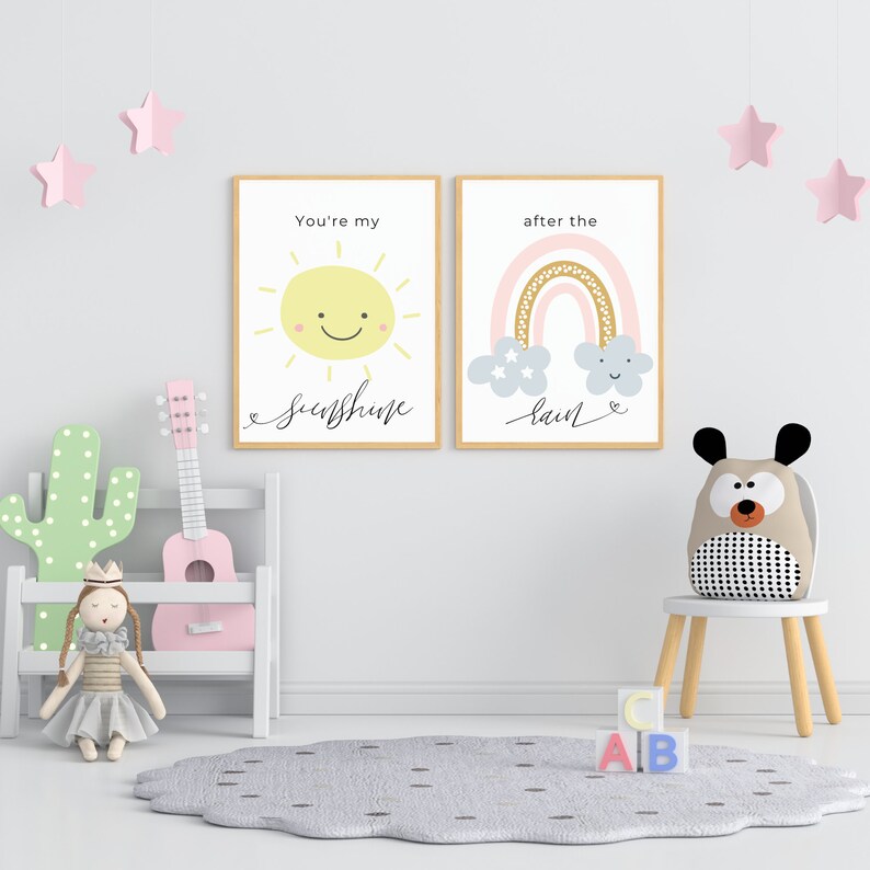PRINTABLE Nursery Wall Art Sunshine After the Rain Wall Art Etsy