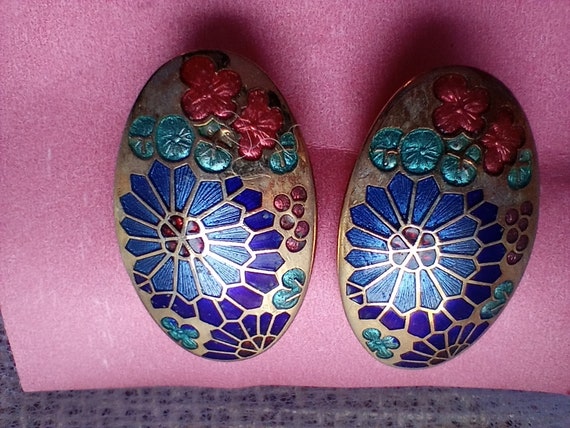 Cloisonné Clip-on Earrings - image 1