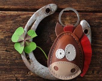 Keyring horse made of leather gift for your favorite person wedding Valentine's Day anniversary birthday first grade kindergarten